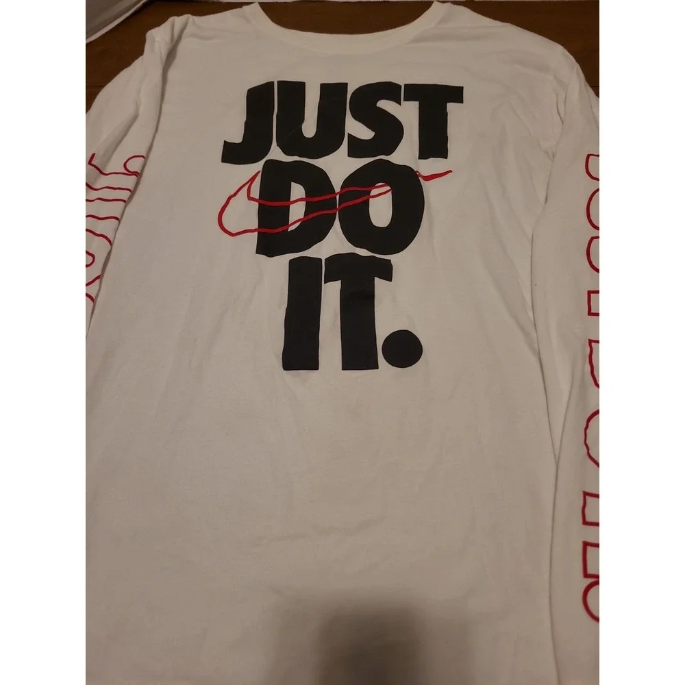 Nike Just Do It Long Sleeve The Nike Tee White/Red Men's XXL (2X) T-Shirt - Picture 4 of 8